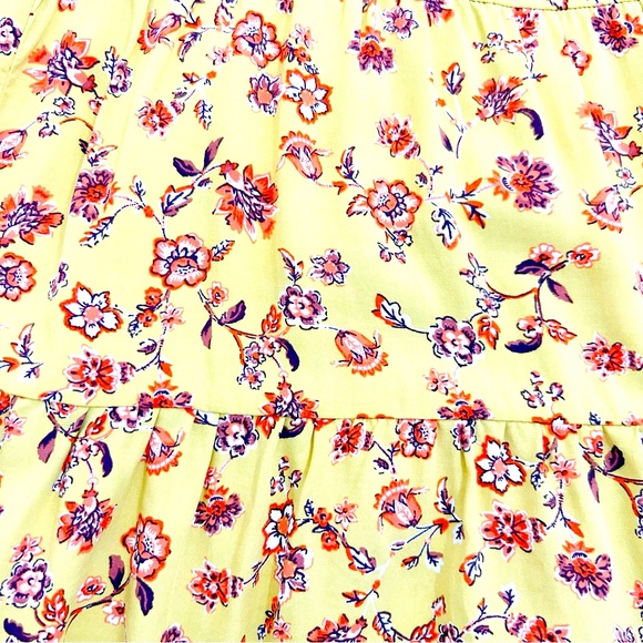 Old Navy Yellow Multicolored Floral Tiered Swing Dress, Petite Size Medium - Picture 6 of 15